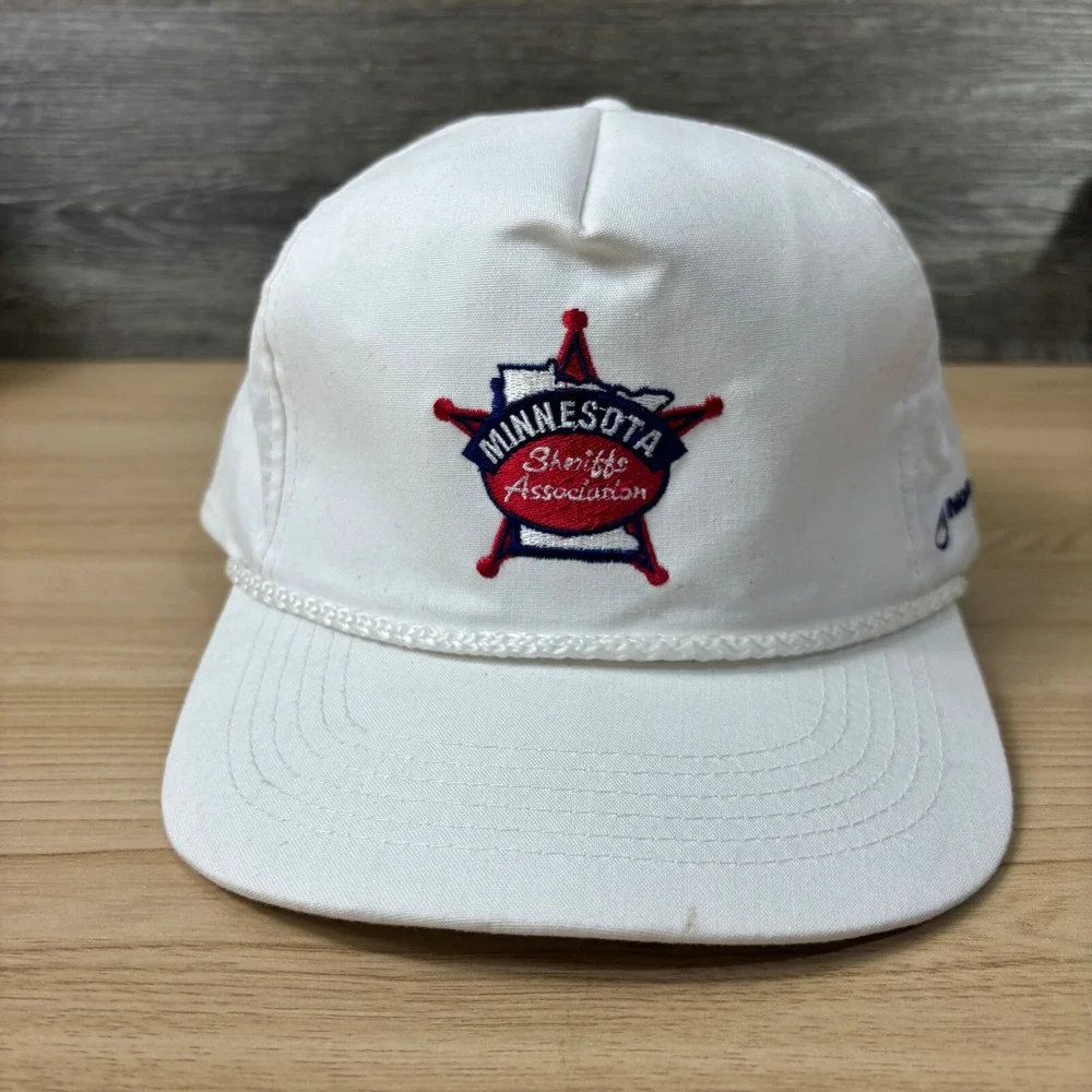 Vintage Minnesota Sheriffs Association Hat Cap Snapback White Police‎ 90s